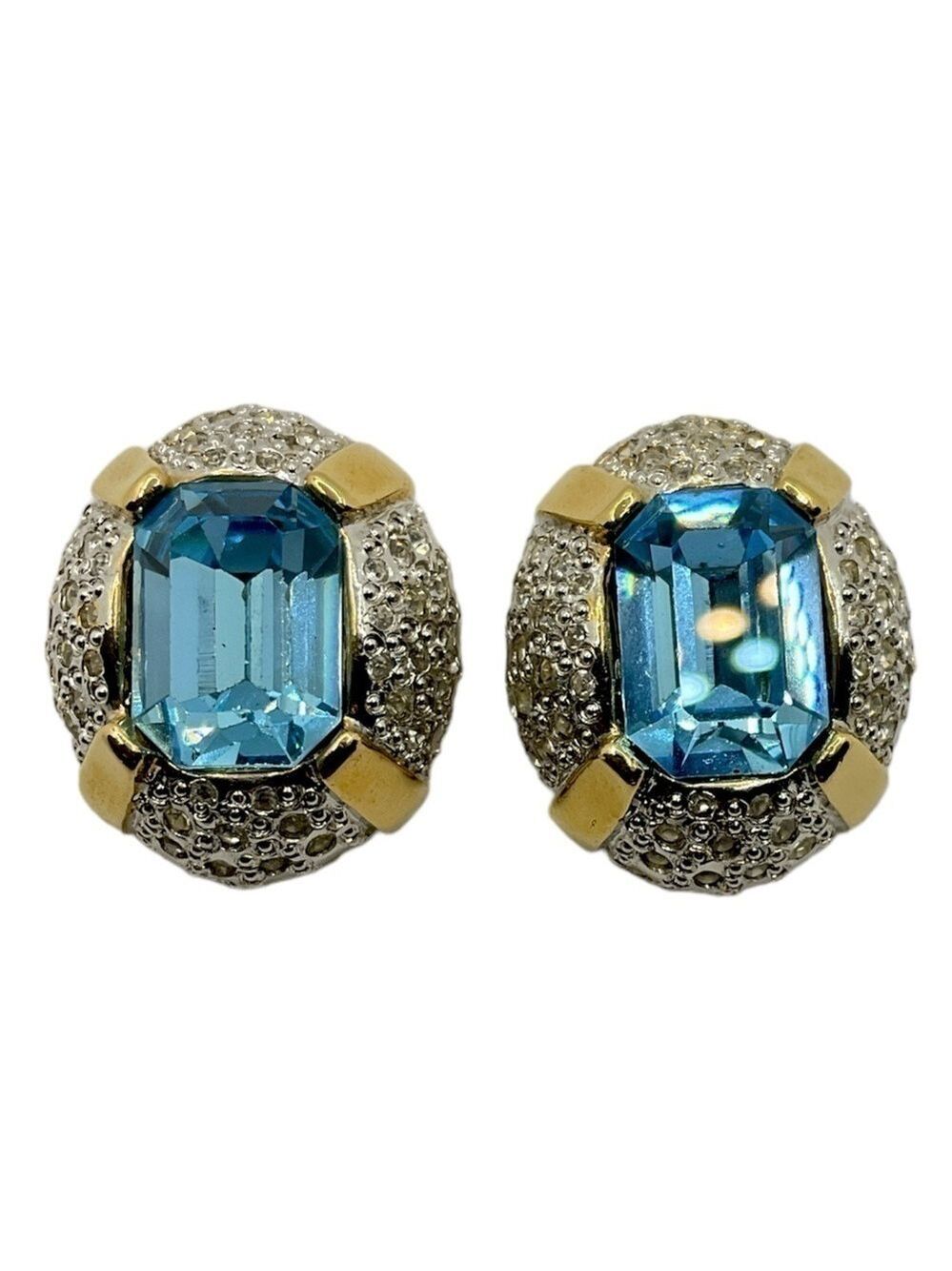 Vogue Bijoux Gold Silver Italian Costume Jewelry Blue Gemstone Cubic Zirconia